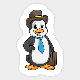 Penguin as entrepreneur with a briefcase Sticker